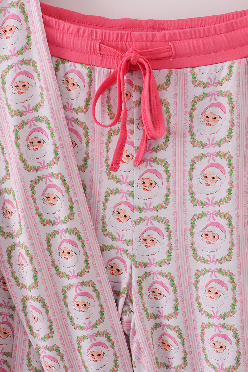Pink santa claus mom pajamas pants set