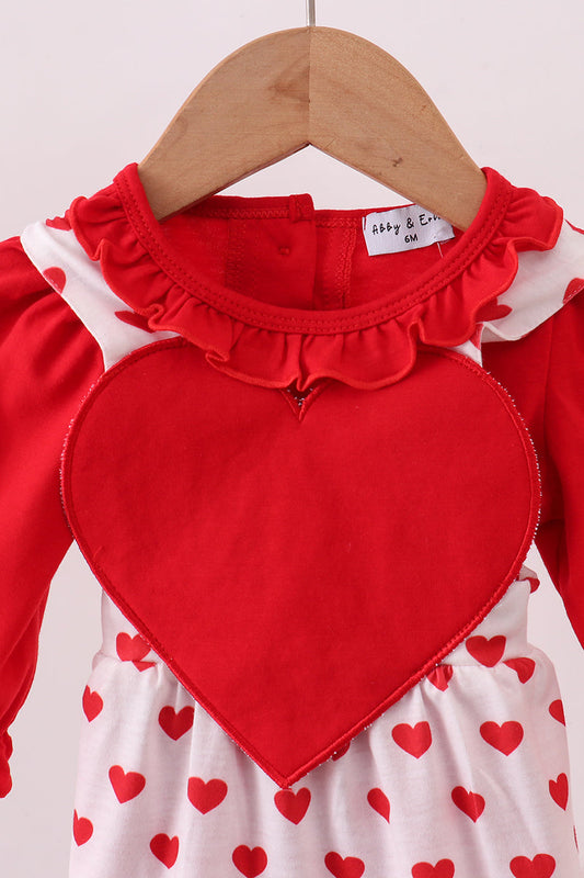 Red heart applique bubble set