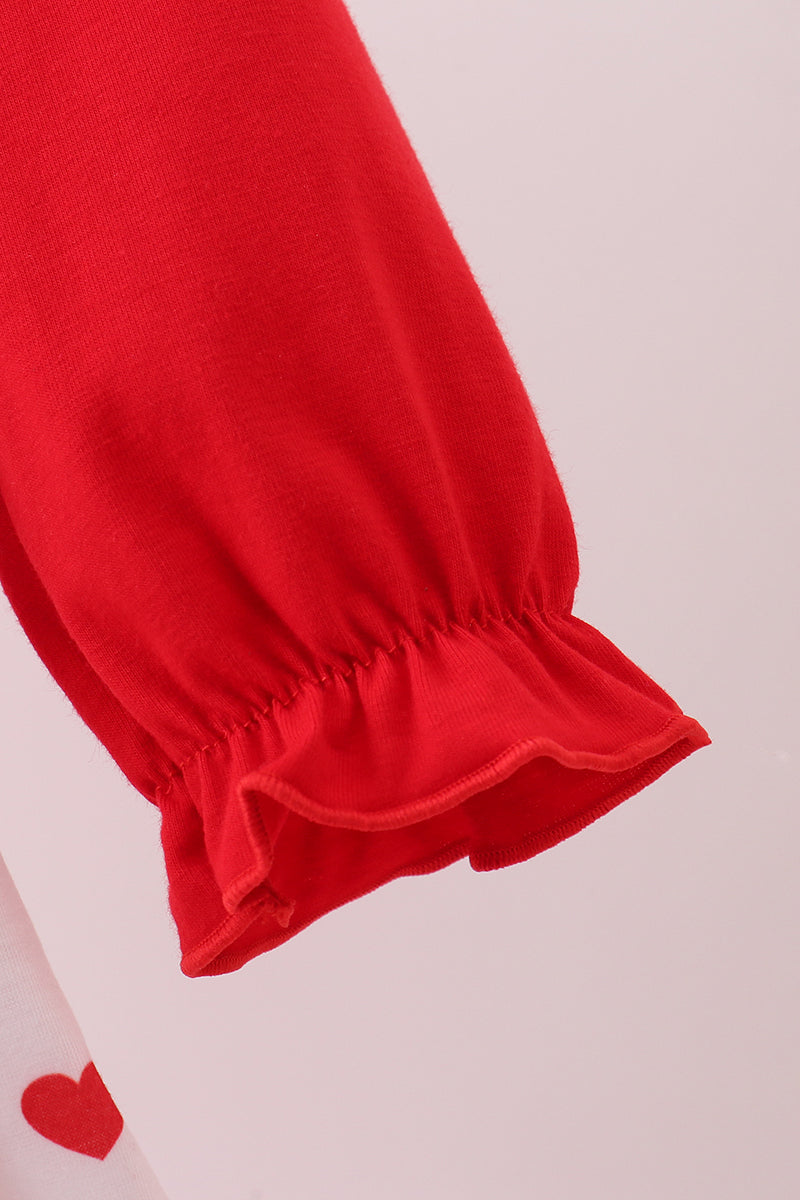 Red heart applique ruffle 2pc set