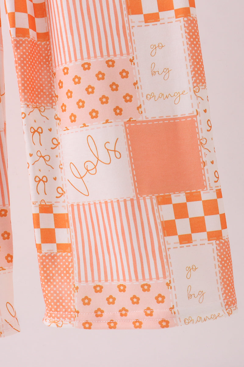 Orange Tennessee patchwork ruffle jumpsuit