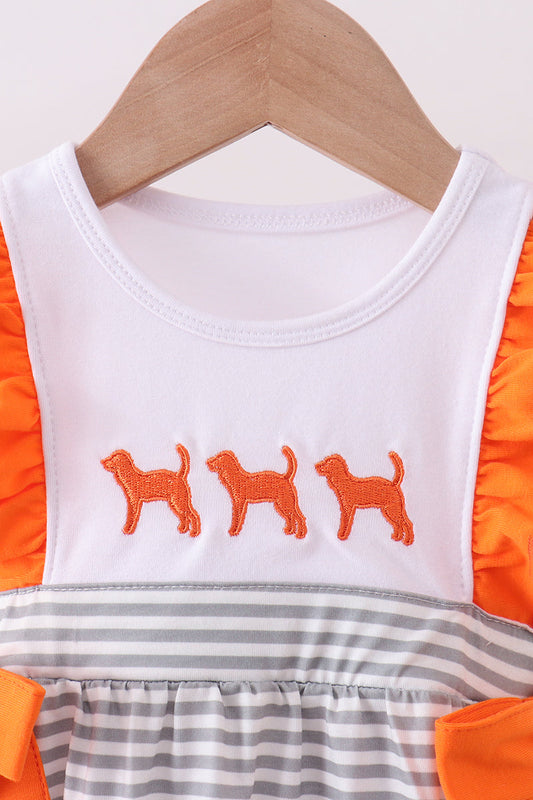Orange Tennessee embroidery ruffle stripe bubble