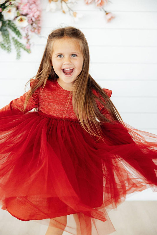 Pumpkin Spice Shimmer 3/4 Sleeve Tutu Dress