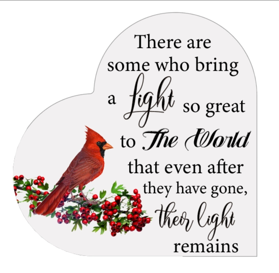 Memorial Heart With Gift Box - Acrylic Cardinal Bird