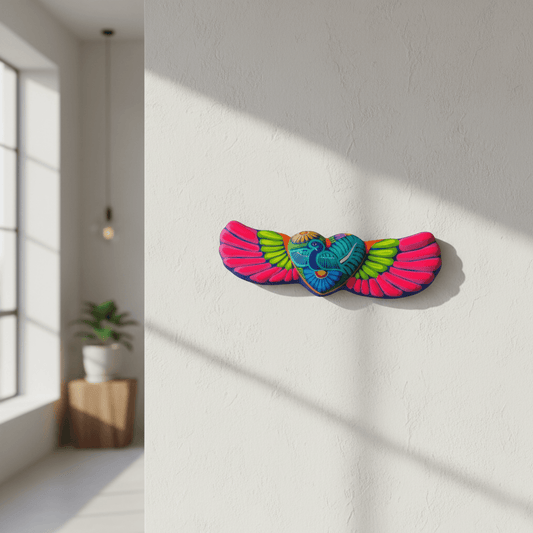 Alebrije Heart Wall Art | Colorful Mexican Wings