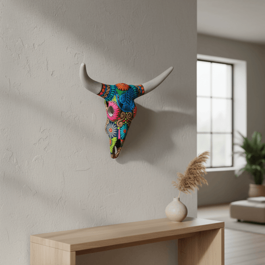 Alebrije Longhorn Wall Art | Colorful Mexican Decor