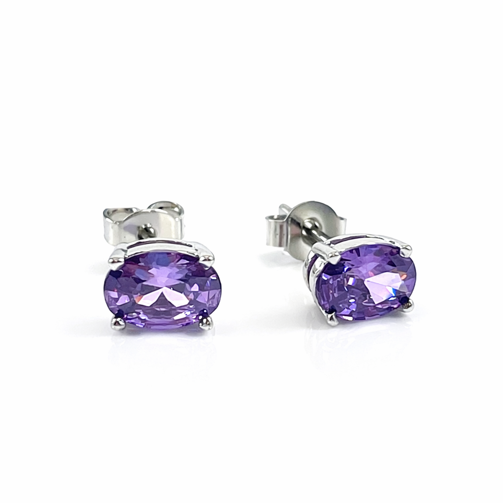 Amethyst Stud Earrings – Sterling Silver Gemstone Earrings