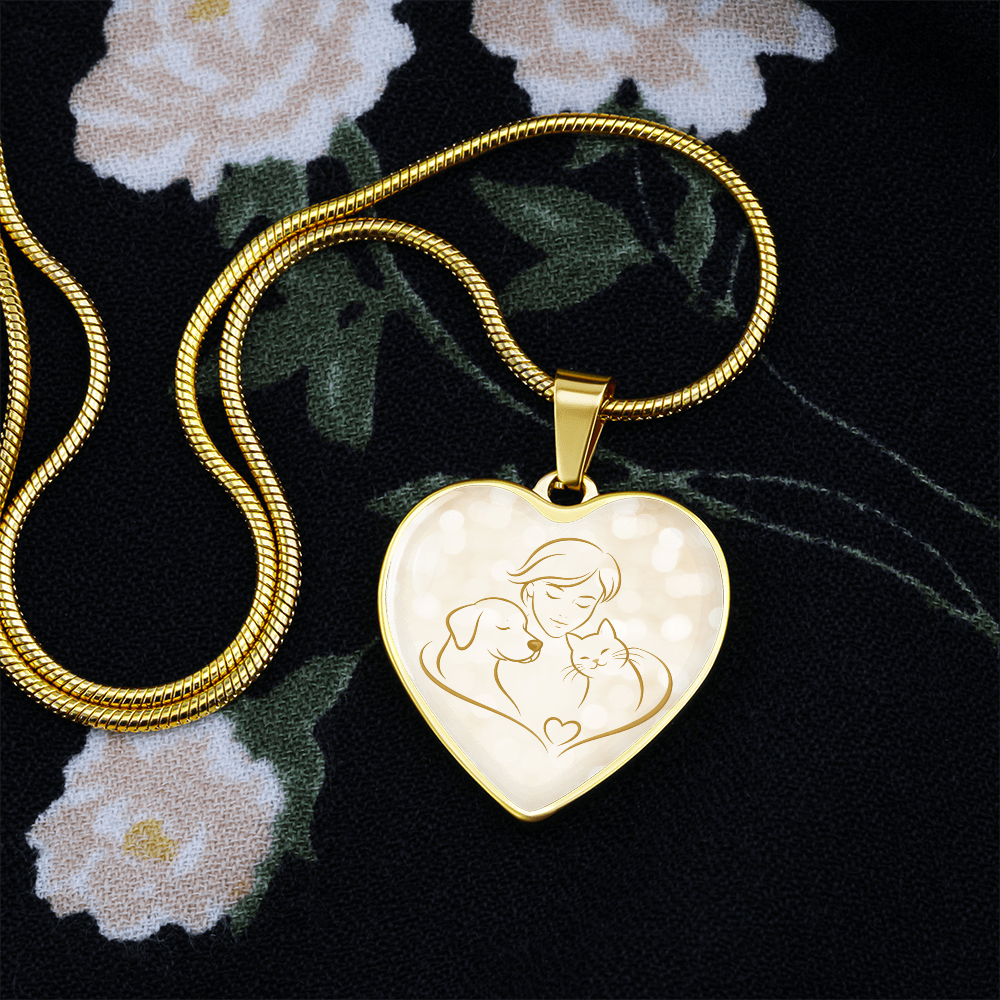 Pet Love Valentine Heart Necklace – Dog, Cat & Human Bond