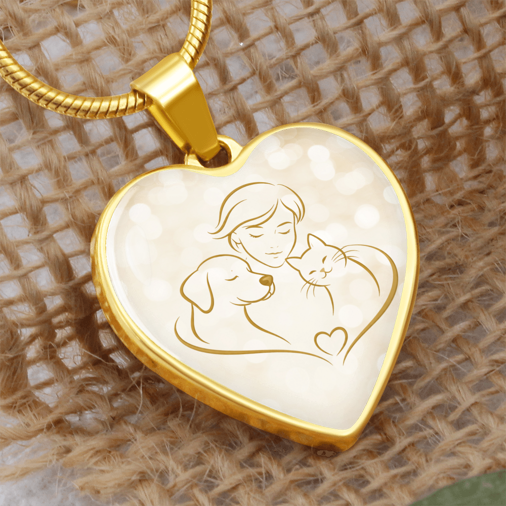 Pet Love Valentine Heart Necklace – Dog, Cat & Human Bond