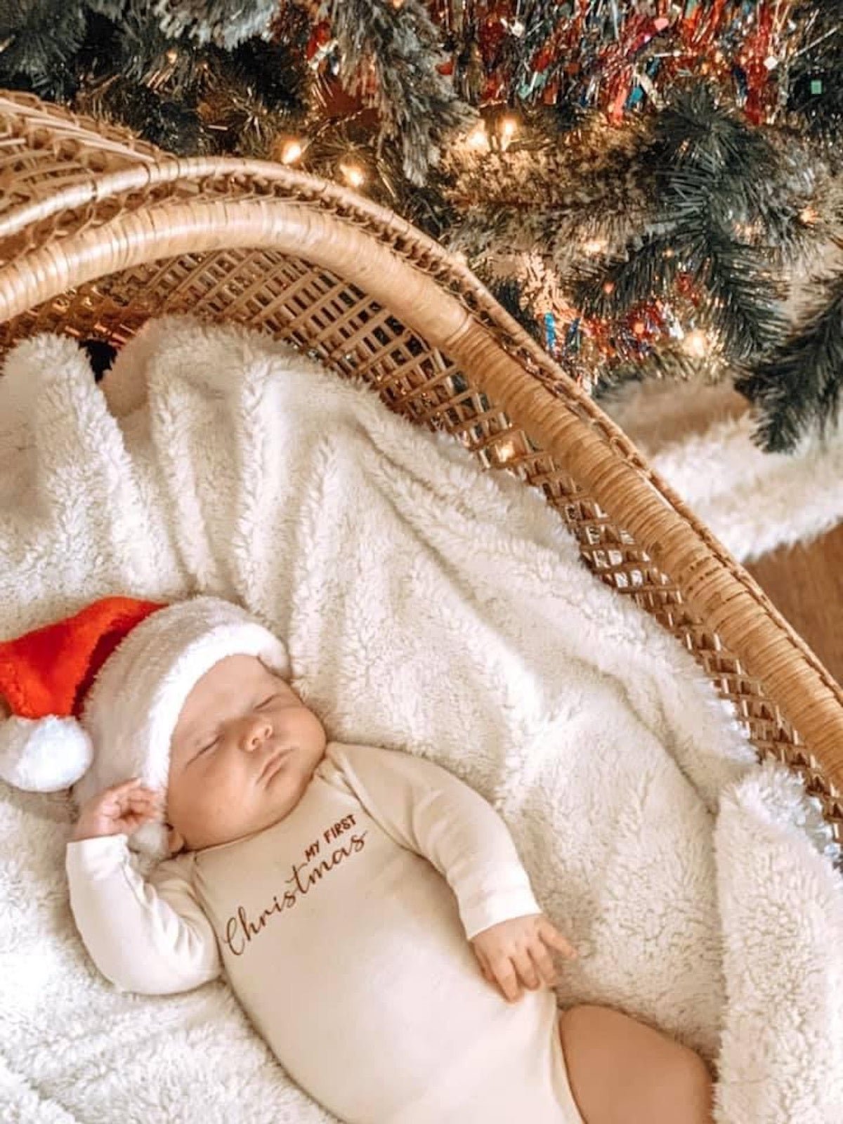 My First Christmas Organic Baby Bodysuit Long Sleeve