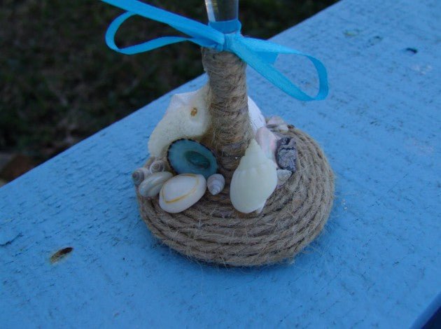 Beach Wedding Toasting Champagne Glasses Keepsake Flutes Rustic Twine and Real Heart Seashells Mini Sand Dollars Starfish Aqua Limpet Shells