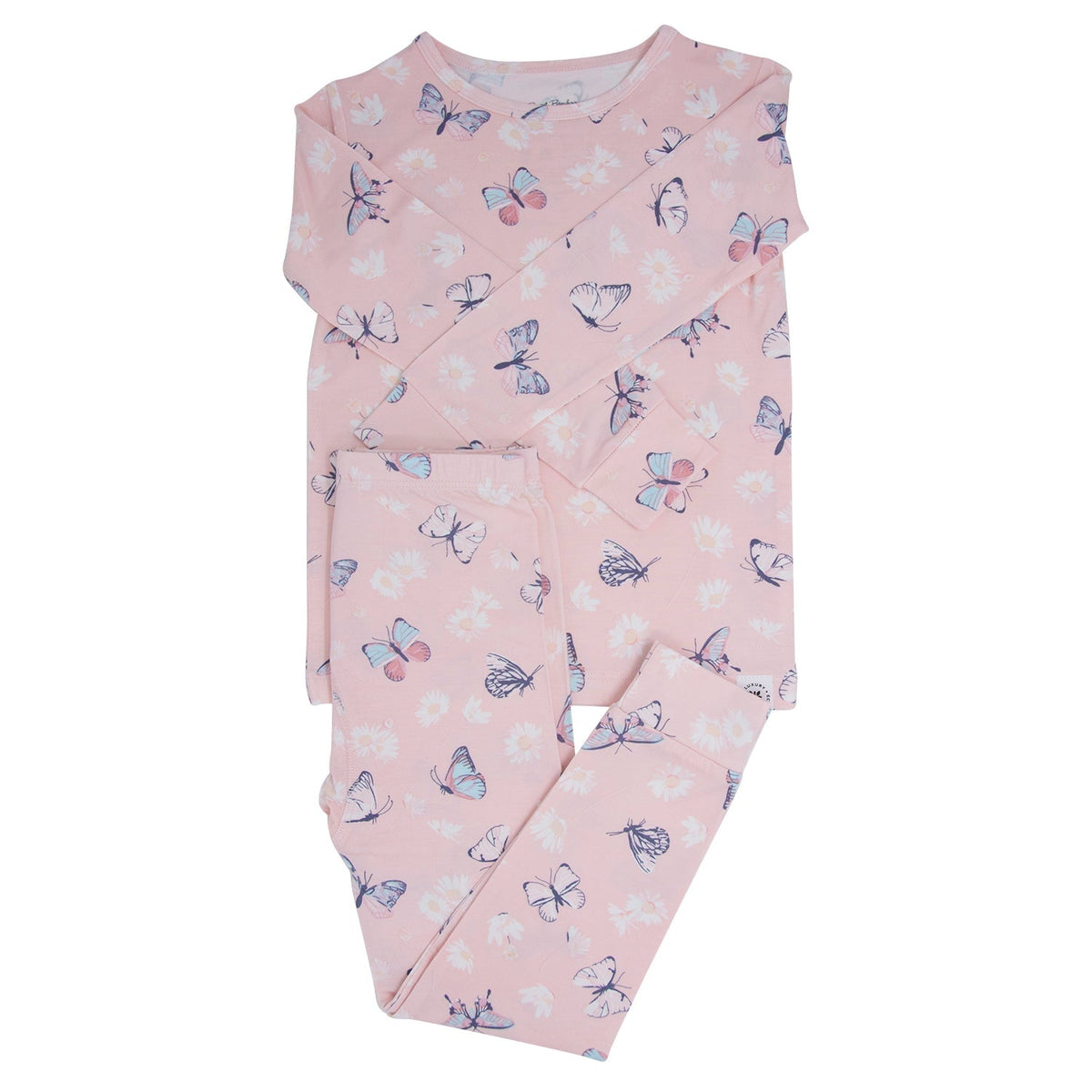 Pink Butterfly Daisy Bamboo Big Kid Pajama Set