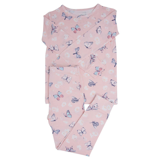 Pink Butterfly Daisy Bamboo Big Kid Pajama Set