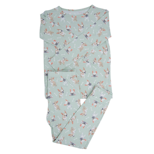Mint Frenchie Puppy Big Kid Pajama