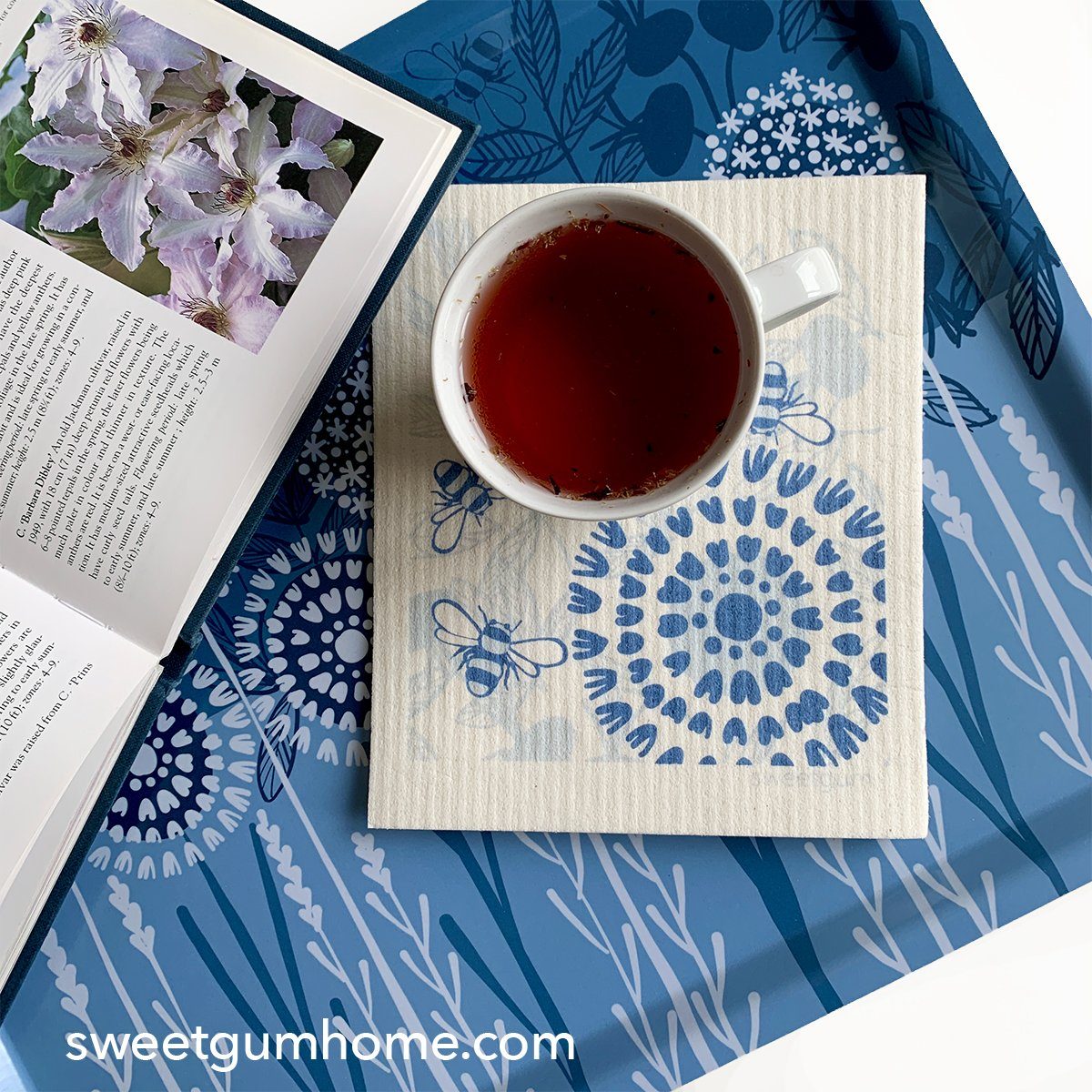 Bloom in Blue Tray | wood and melamine | 17" x 13" | Sweetgum