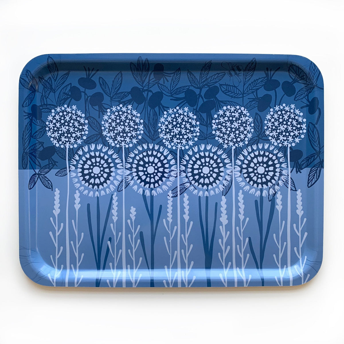 Bloom in Blue Tray | wood and melamine | 17" x 13" | Sweetgum