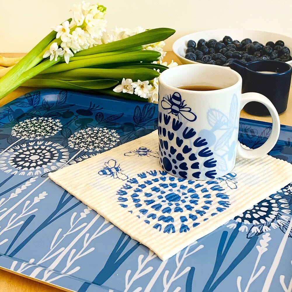 Bloom in Blue Tray | wood and melamine | 17" x 13" | Sweetgum