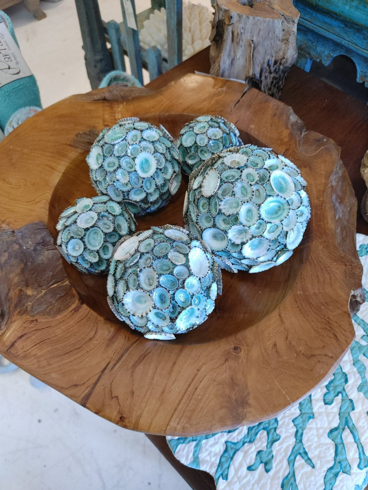 Blue Green Limpet Shell Sphere Ball