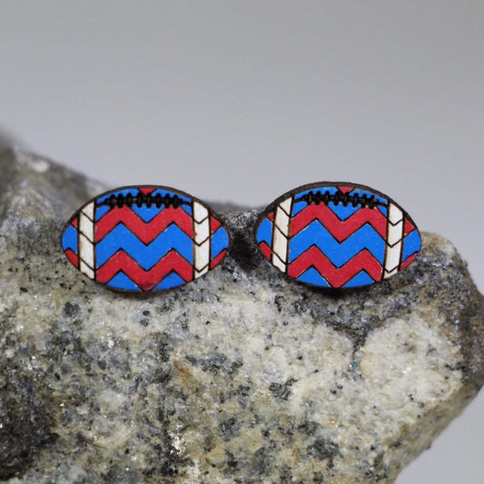 Football Wooden Earrings | Chevron Team Spirit Sports Jewelry