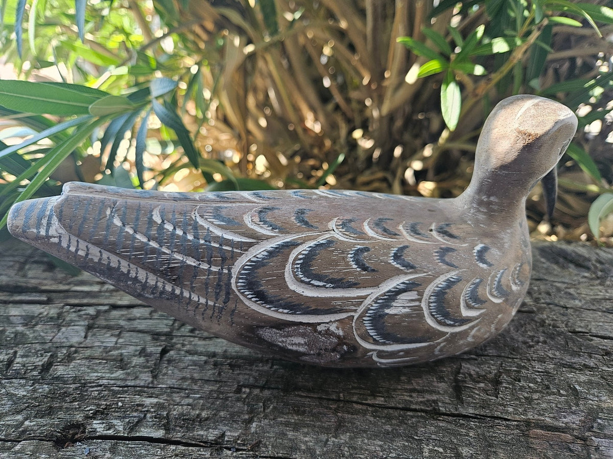 Carved Wooden Coastal Bird Snipe Sitting Home Decor – 10.5" x 3.5"