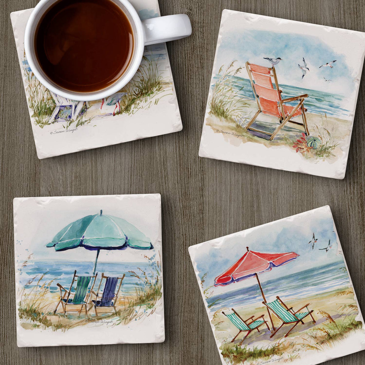 Coastal Moments 4 Pack Assorted Image Coaster Set