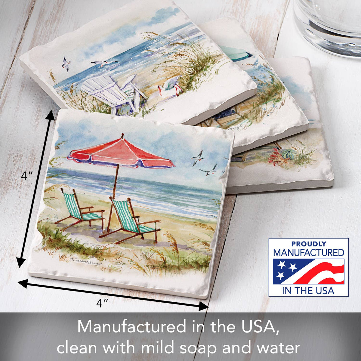 Coastal Moments 4 Pack Assorted Image Coaster Set