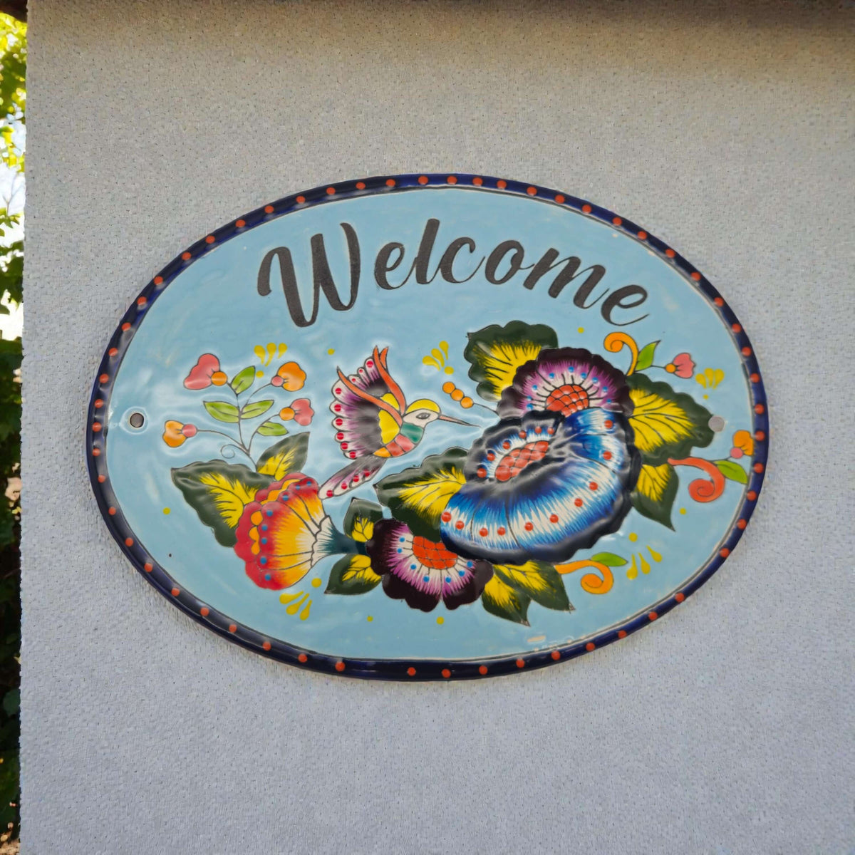 Colorful Talavera Welcome Plaque | Hand-Painted Wall Sign