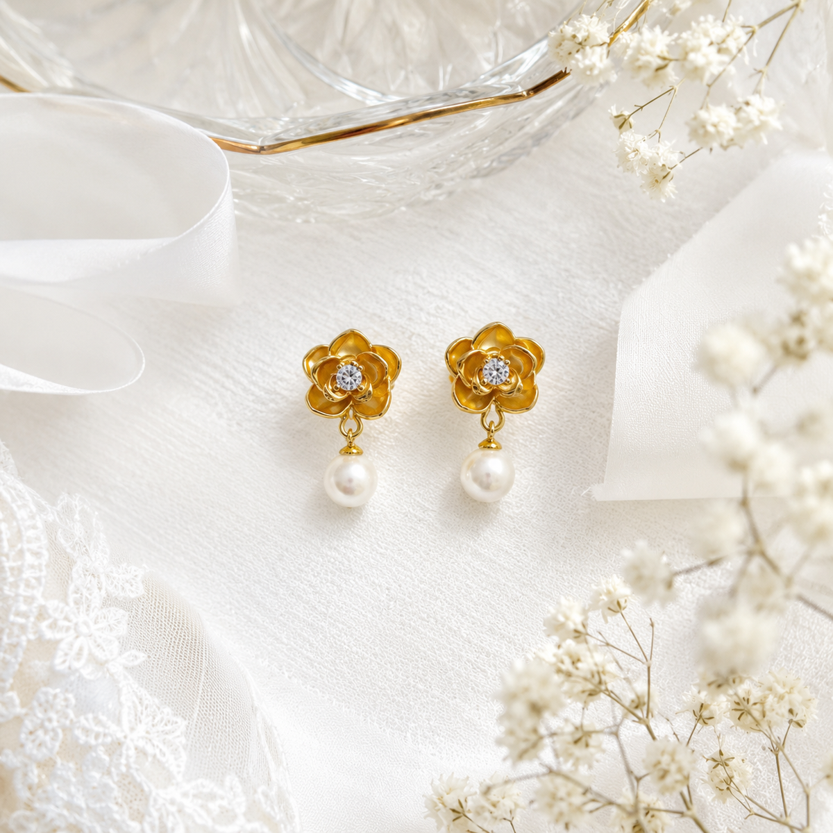 Limited Edition Floral Pearl Drop Earrings