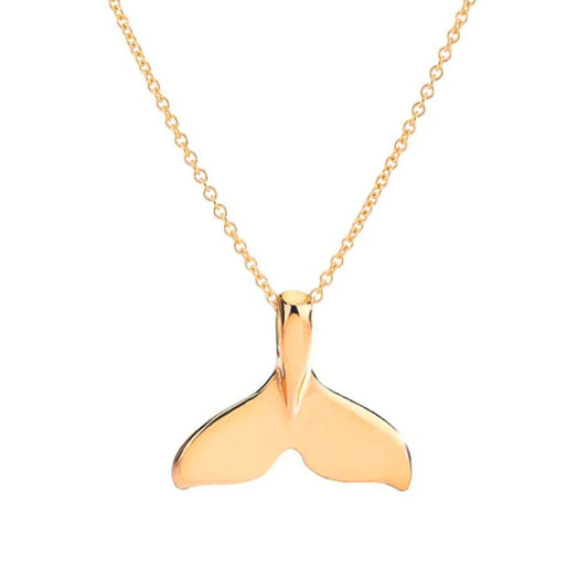 Gold Whale Tail Necklace – Ocean-Inspired Pendant on 18" Gold Filled Chain