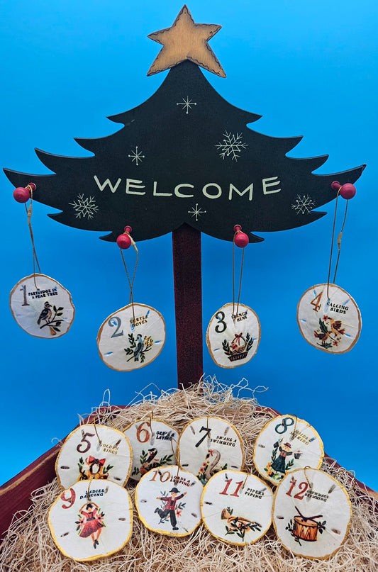 Christmas Ornament Set – Coastal & Traditional Sand Dollar “12 Days of Christmas” Handcrafted Holiday Decor