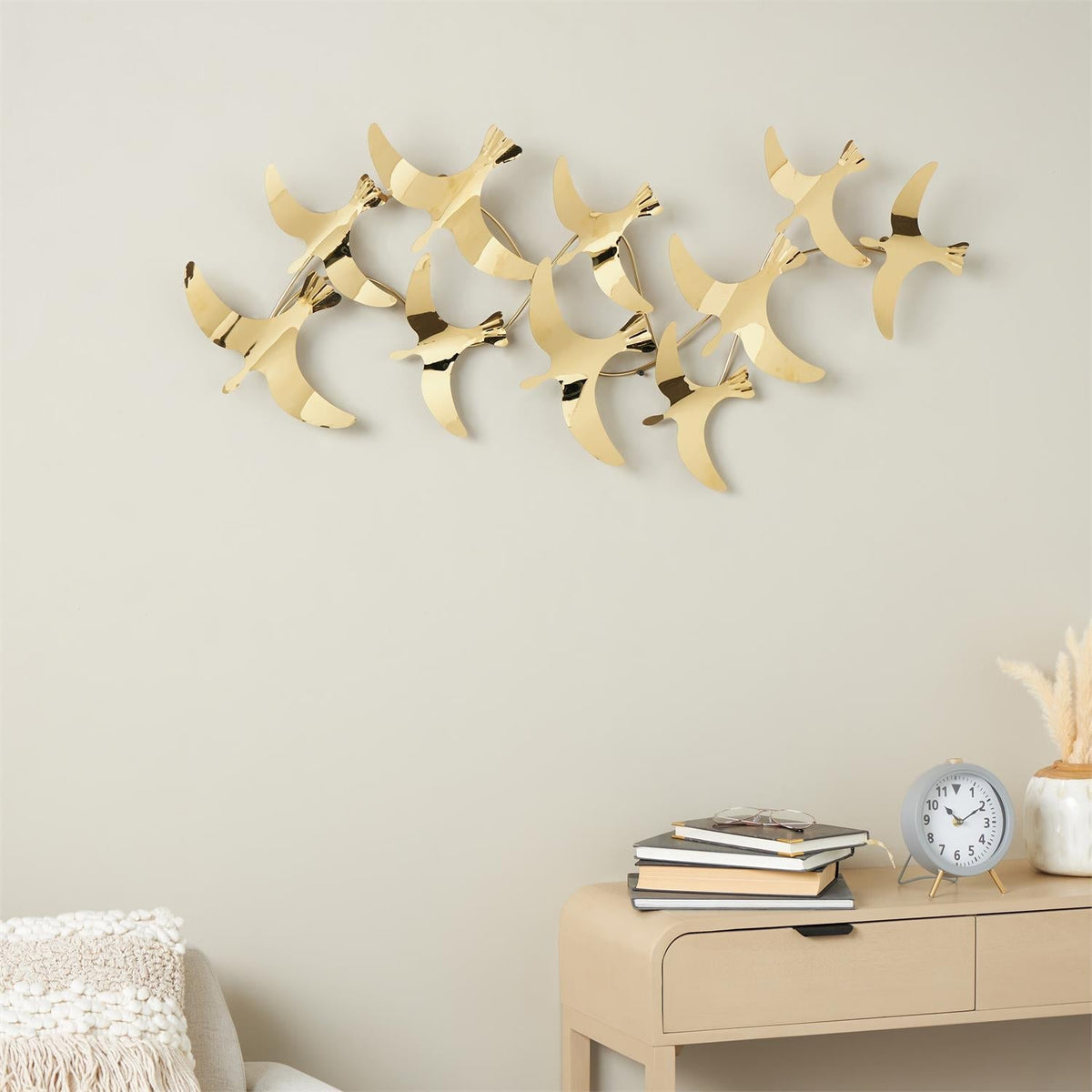 Gold Stainless Steel Metal Bird Minimalistic Flying Home Wall Decor
