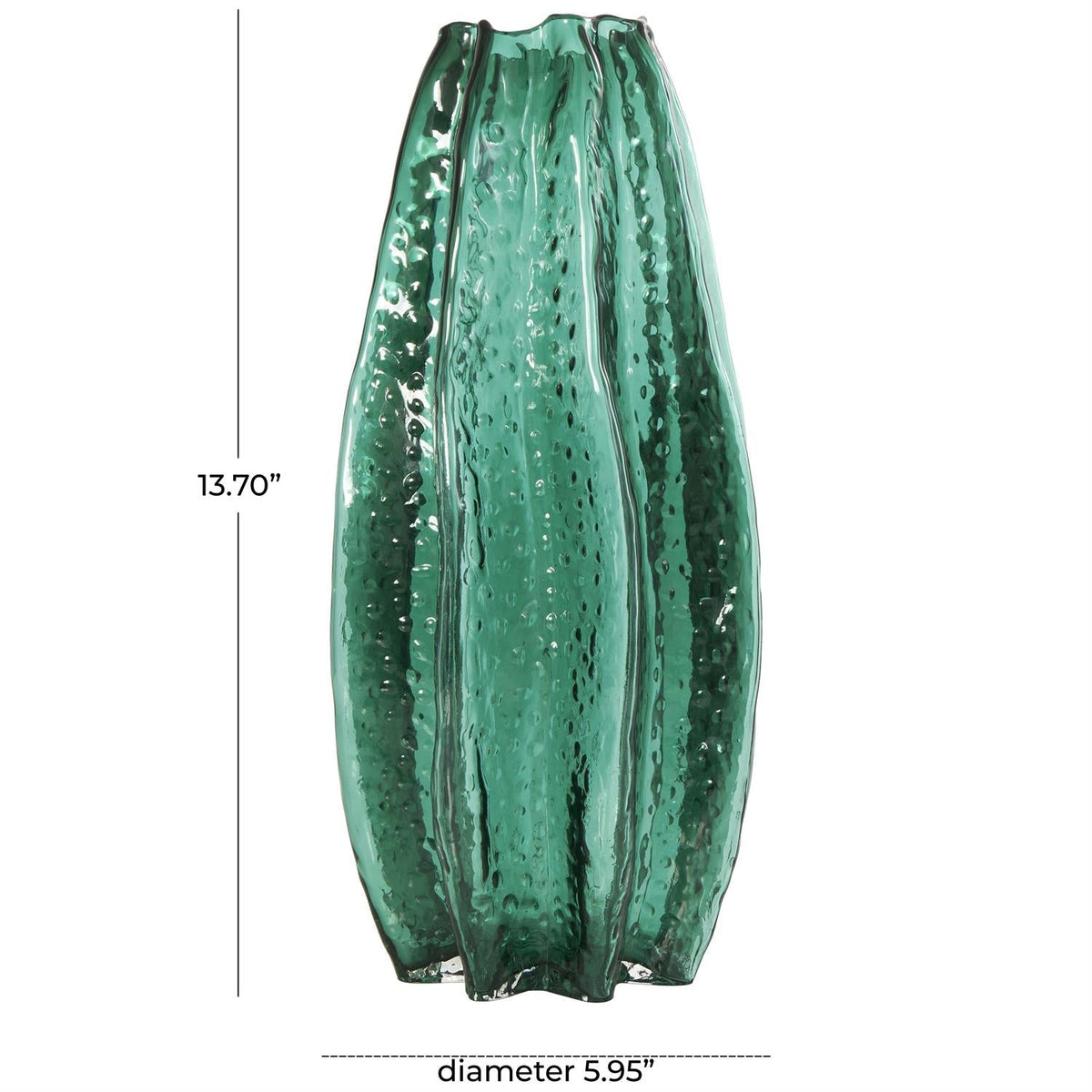 Green Glass Bubble Seaweed Textured Vase