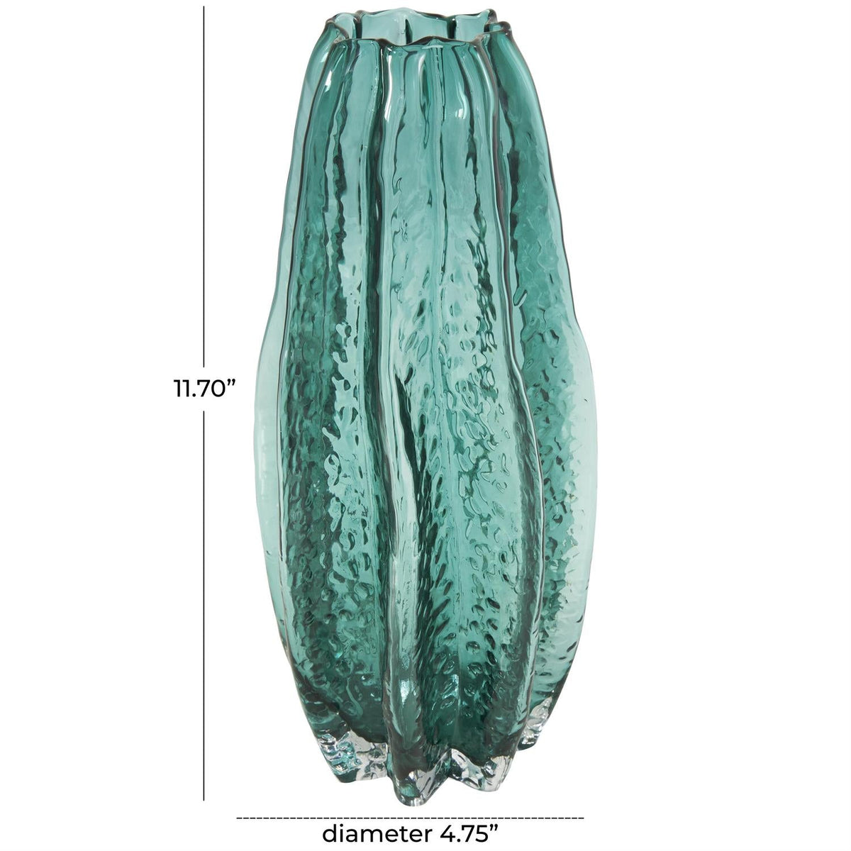 Green Glass Bubble Seaweed Textured Vase