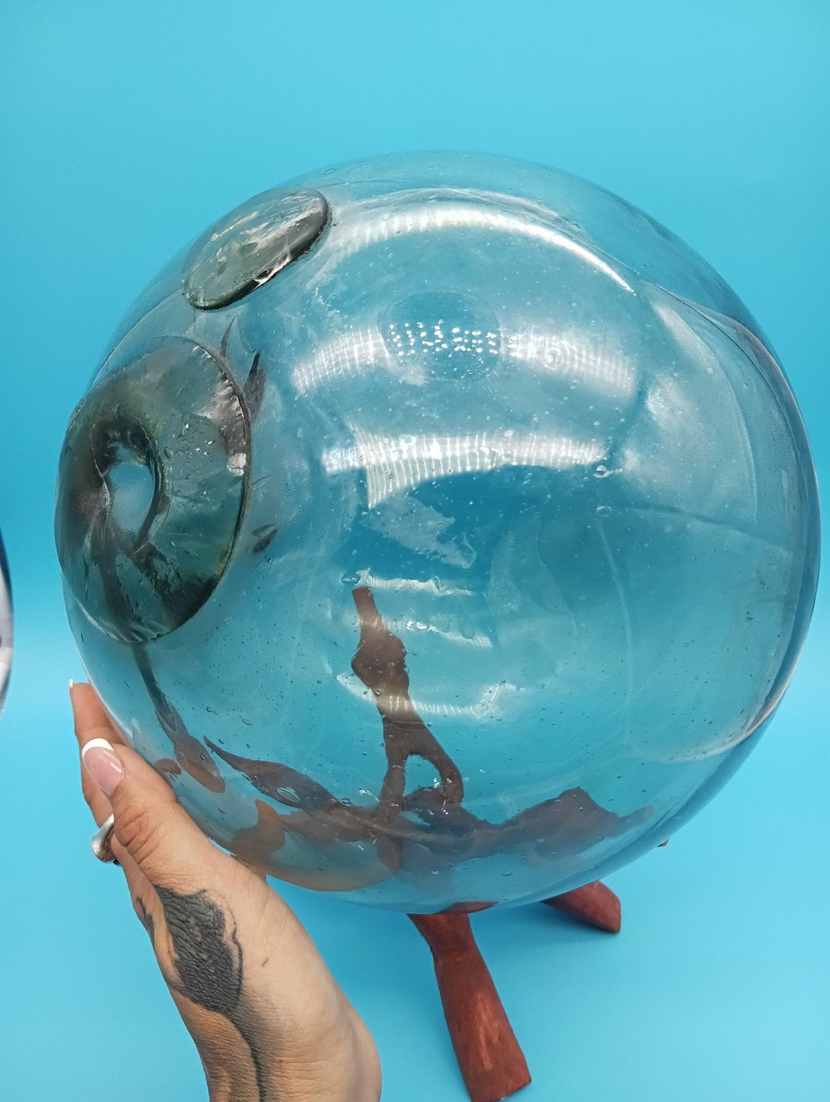 Hand-Blown Glass Fishing Float – Extra Large Japanese Nautical Decor 10.5"