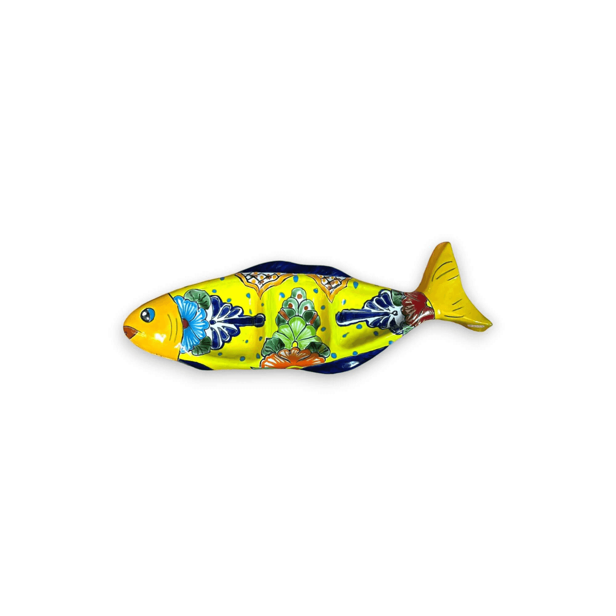 Large Handmade Talavera Fish Sectional | Colorful Serving Tray
