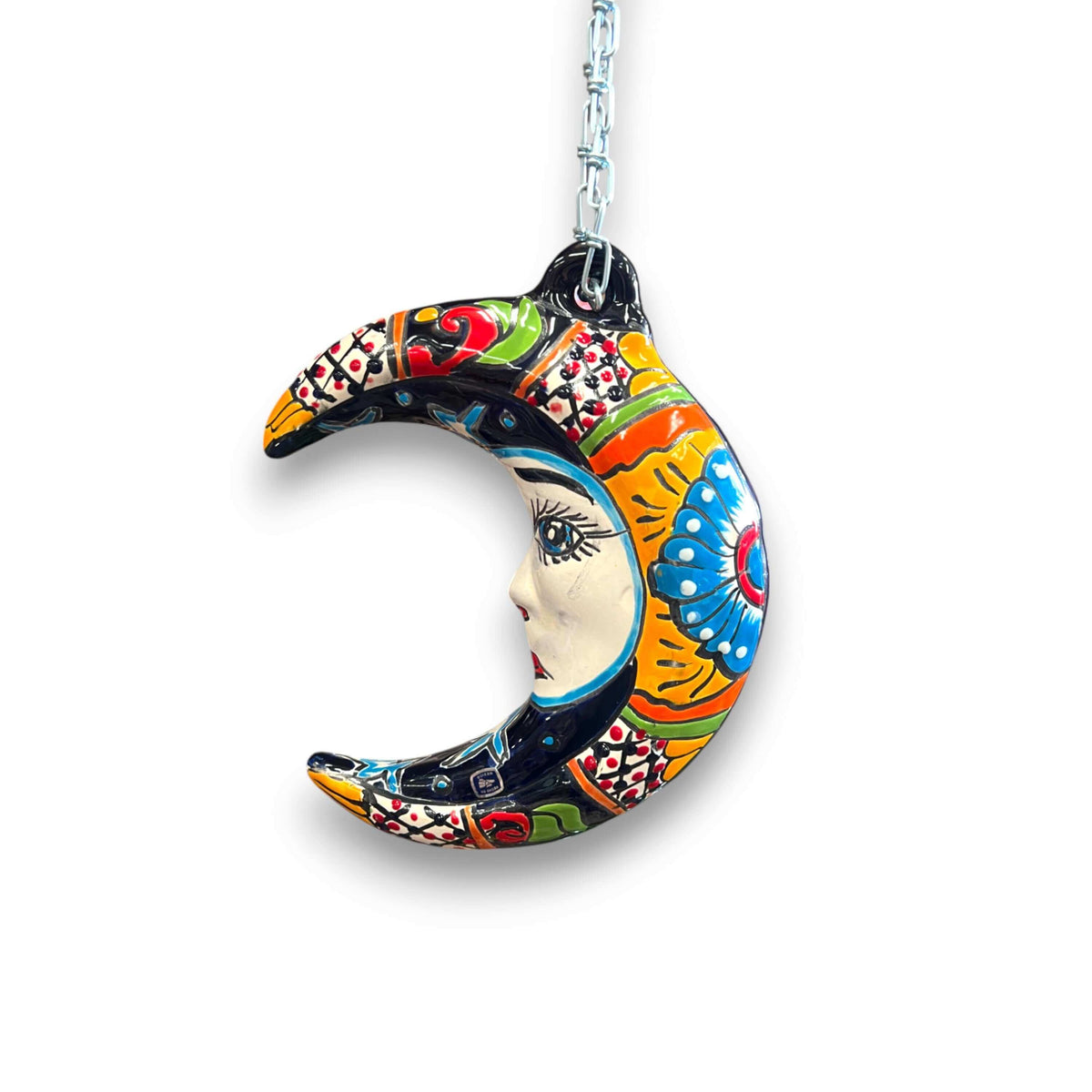 Talavera Crescent Moon Face | Hanging Mexican Wall Art