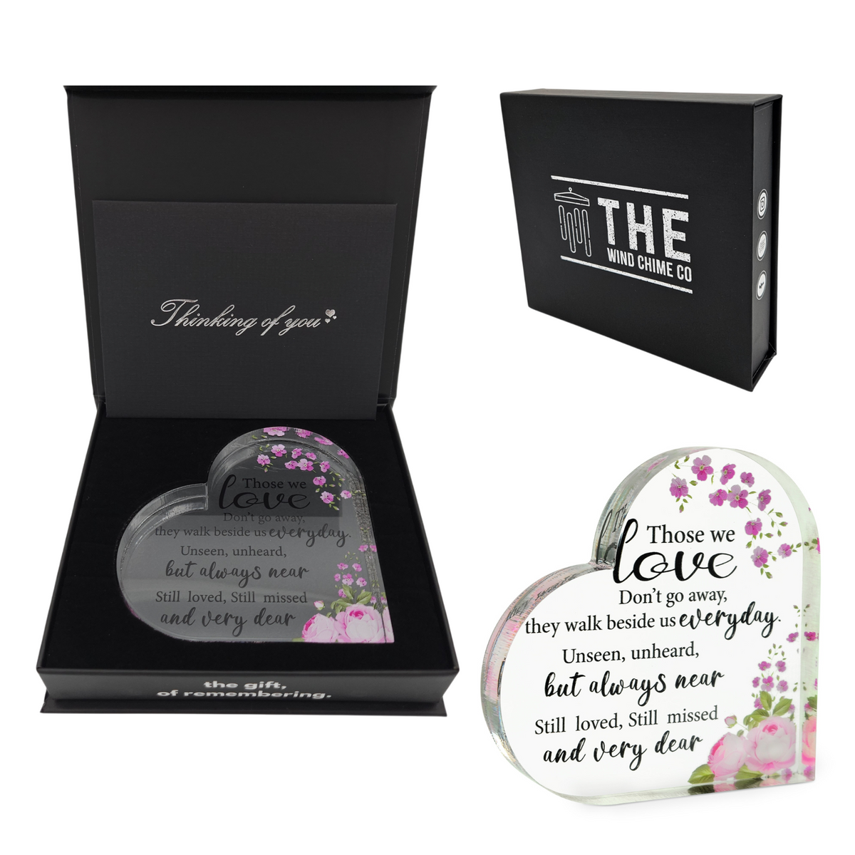 Memorial Heart With Gift Box - Acrylic Floral Design