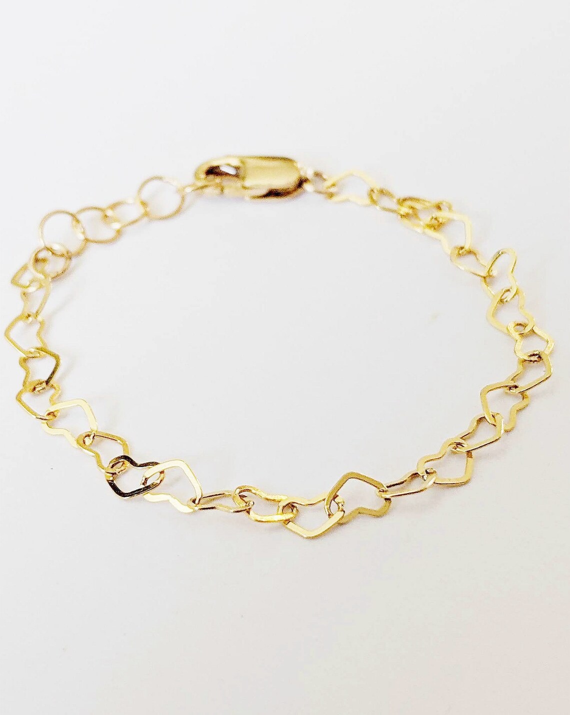 Dainty Gold Filled Heart Chain Bracelet – Minimalist, Made to Order, Custom Length