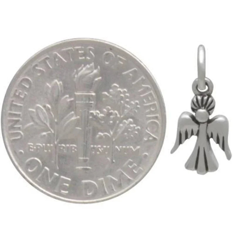 Sterling Silver Guardian Angel Charm Necklace for Girls – Dainty Angel Pendant on 16” Chain