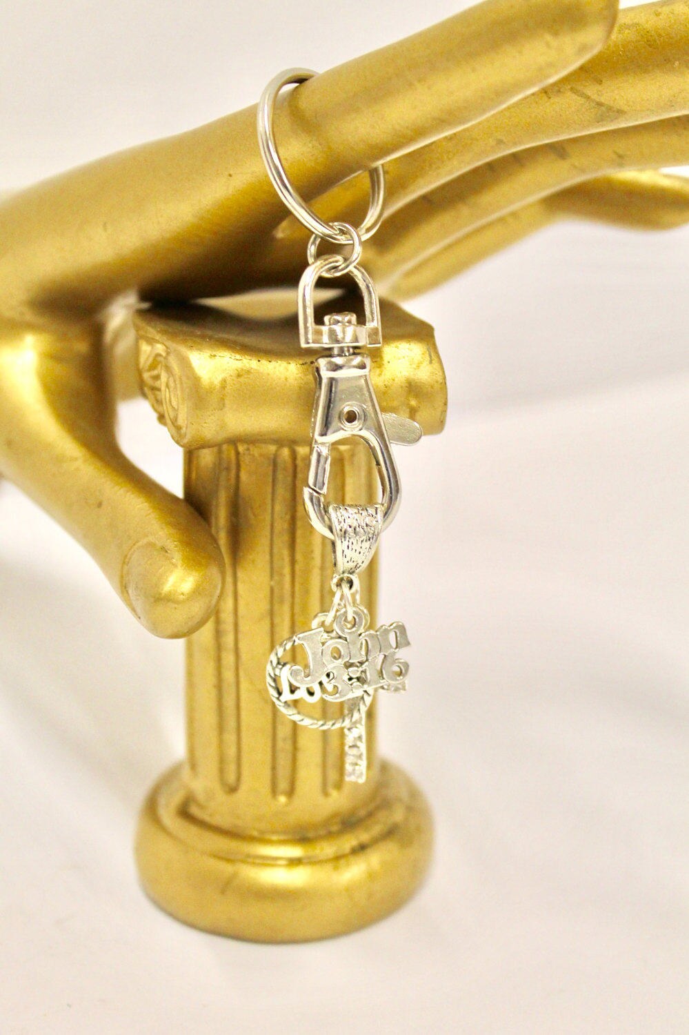 For God So Loved John 3:16 Keychain, Love of God Cross Baptism Gift, Bible Verse Gift, Graduation Gift, Confirmation Gift, New Car Gift