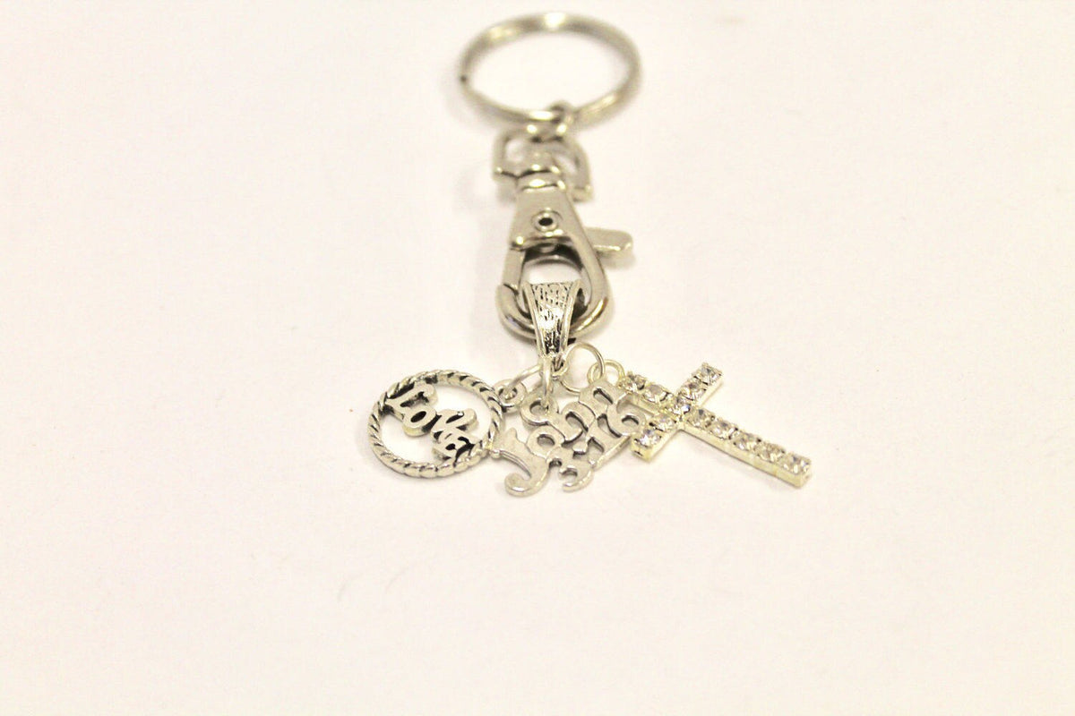 For God So Loved John 3:16 Keychain, Love of God Cross Baptism Gift, Bible Verse Gift, Graduation Gift, Confirmation Gift, New Car Gift