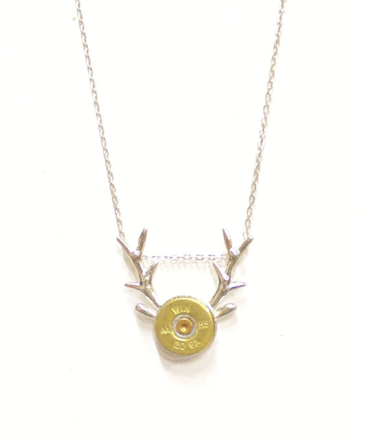 Deer Antlers Shotgun Shell Necklace, Country Western Shotgun Shell Jewelry Gift For Her, Hunting Jewelry, Deer Horns Jewelry Girlfriend Gift