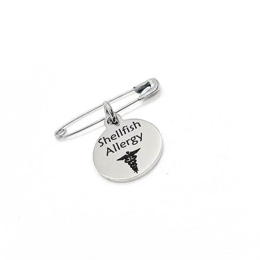 Medical Pin, Shellfish Allergy Pin, Medical Notice, Medical Awareness, Shellfish Allergy Notification, Medical Charm, Pin Charm, Lapel Pin