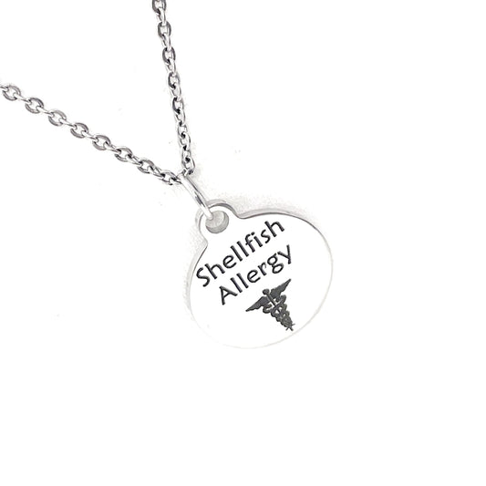 Shellfish Allergy Necklace, Shellfish Allergy Medical ID, Allergic Reaction Medical Notification, Medical Condition Necklace