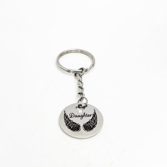 Daughter Memorial Gift, Daughter Angel Wings Keychain, Remembering Her, My Daughter Is My Angel, Son Memories, Loss Of Daughter Keychain