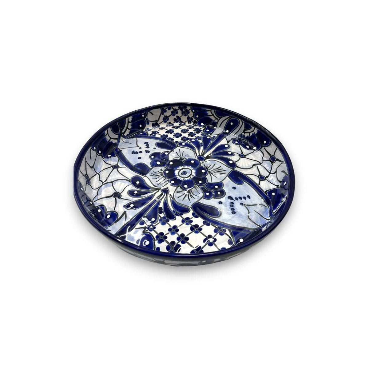 Handmade Talavera Appetizer Tray | Blue and White Sectional Platter