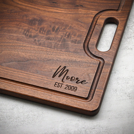 XL Personalized Walnut Serving Tray, 24"x18" Charcuterie Tray, Custom Walnut Cutting Board, Customizable Wedding Board, Made in the USA