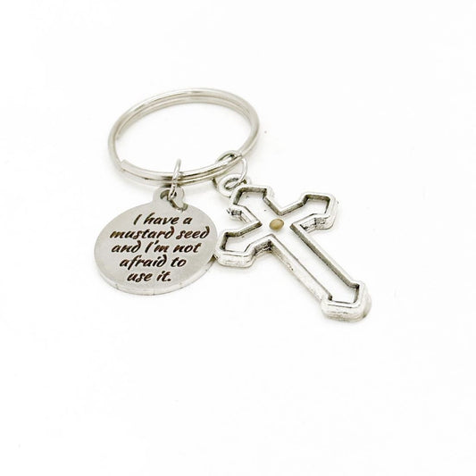 Mustard Seed Quote With Cross Keychain, Mustard Seed Faith, Matthew 17 20, Mustard Seed Gifts, Christian Gifts, Scripture Gift