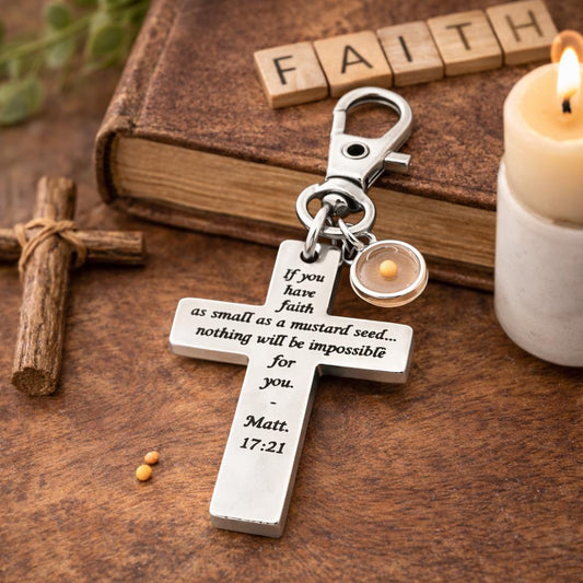 Mustard Seed Faith Cross Clip On Charm Stainless Steel Christian Gift Scripture Charm Matt 17 21 Inspirational Faith Gift