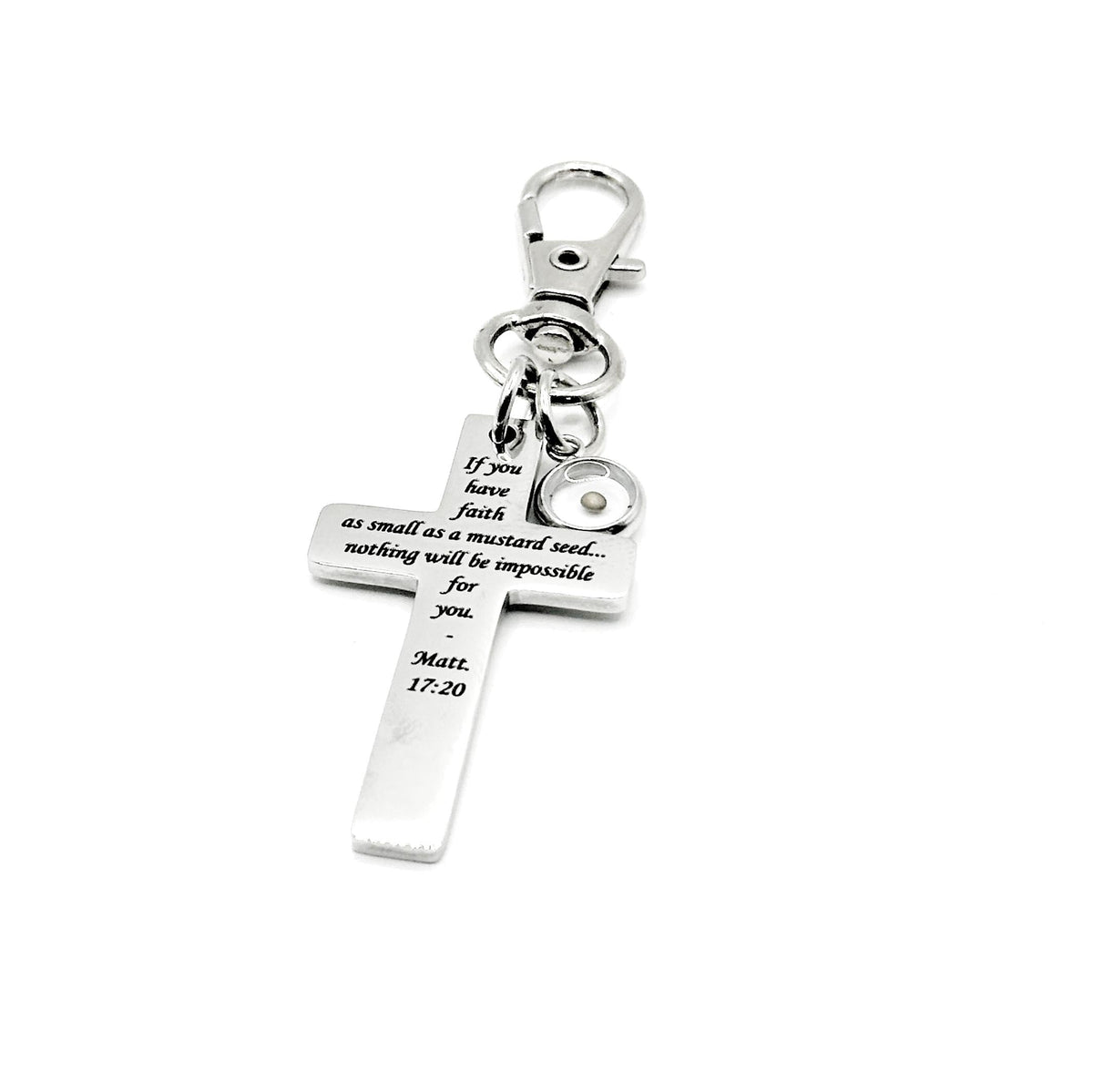 Mustard Seed Faith Cross Clip On Charm Stainless Steel Christian Gift Scripture Charm Matt 17 21 Inspirational Faith Gift