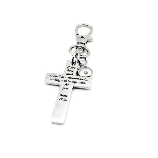 Mustard Seed Faith Cross Clip On Charm Stainless Steel Christian Gift Scripture Charm Matt 17 21 Inspirational Faith Gift
